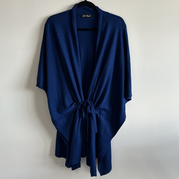Merino Cashmere Cardigan Poncho Size M/L - Picture 4 of 5